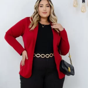 Blazer Plus Size  Lady Griffe Vermelho Escuro