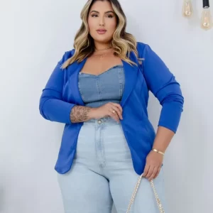 Blazer Plus Size  Lady Griffe Azul Bic