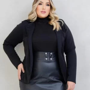 Blazer Plus Size  Lady Griffe Preto