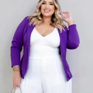 Blazer Plus Size  Lady Griffe Roxo